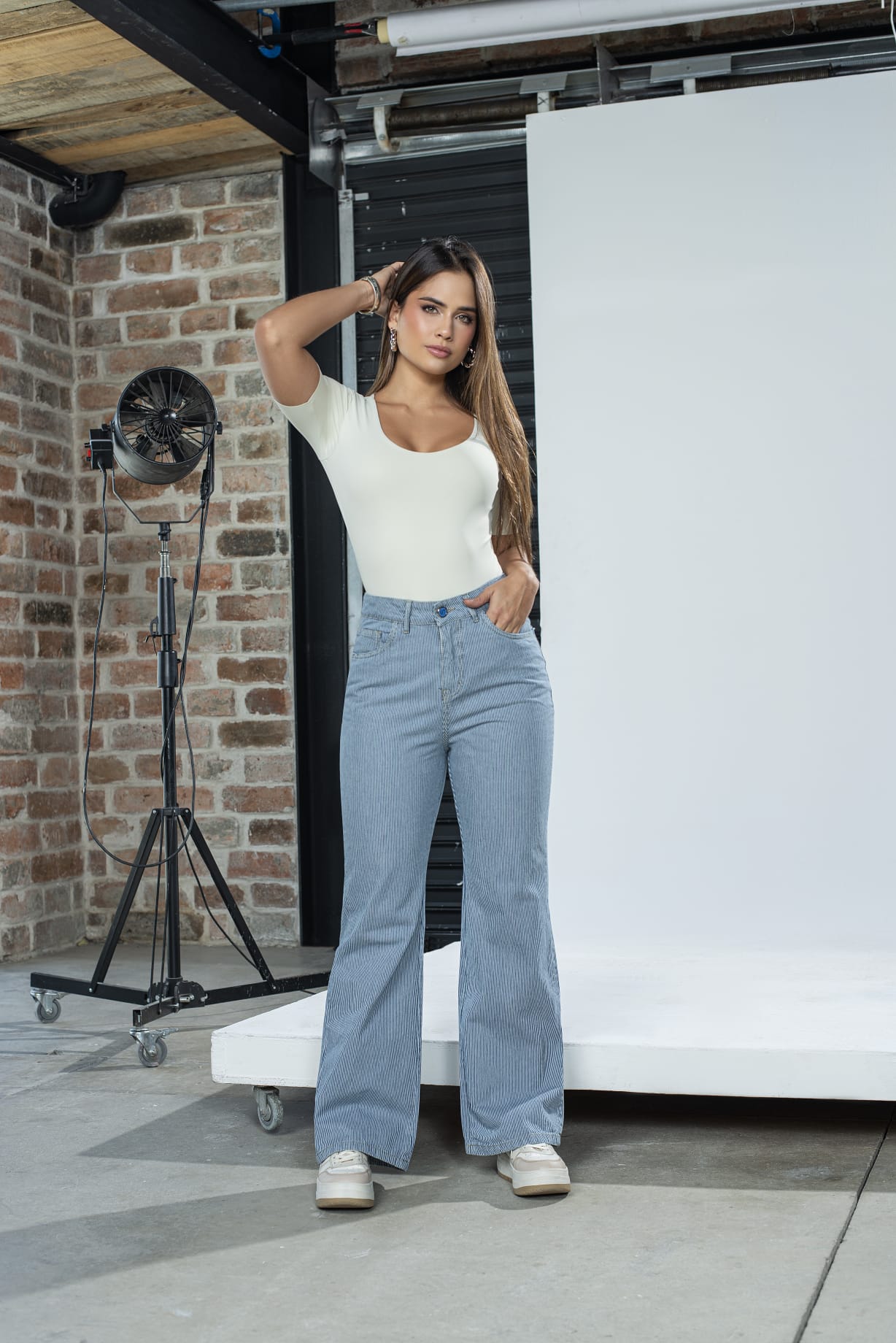 Blue Striped Flare Pants