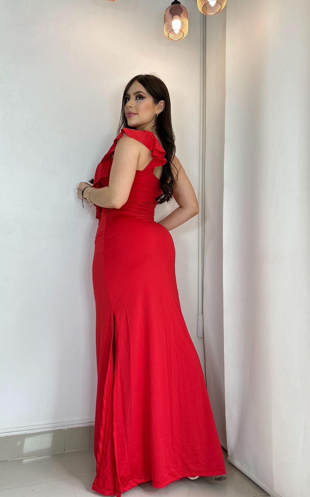 long red dress.