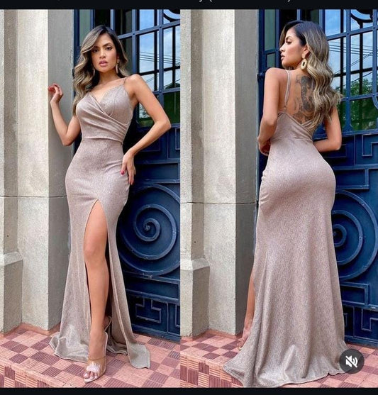 long champagne dress.