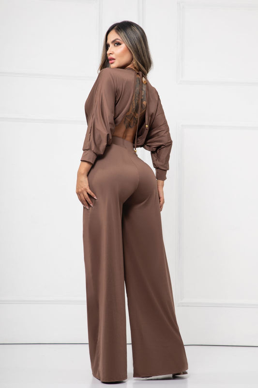 Mocha Muse Backless Jumpsuit