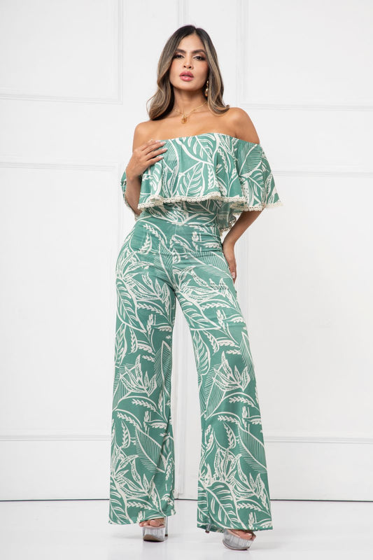 Verde Palma Off-Shoulder Set