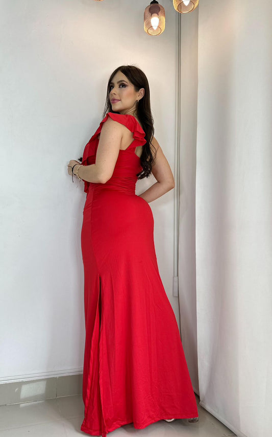 long red dress.