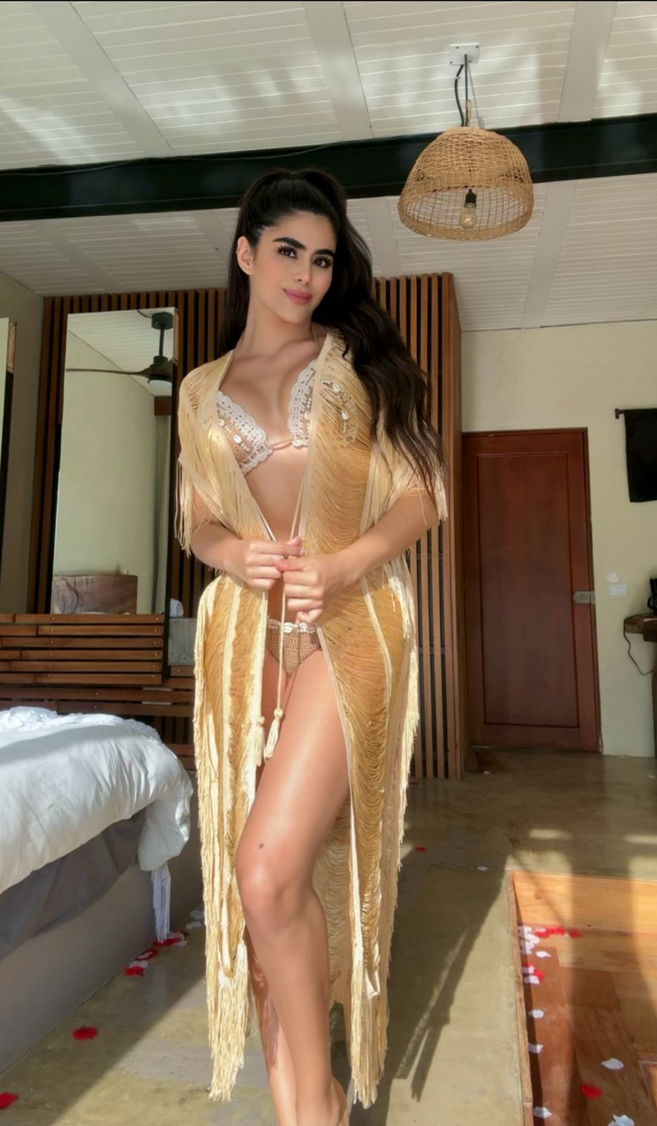 Black Fringe Mesh Cover-Up